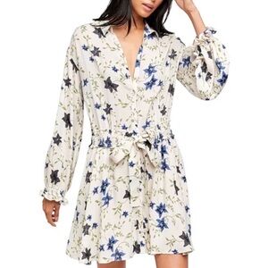 Free People “Lighten Up” Cream Floral Long Sleeve Dress
